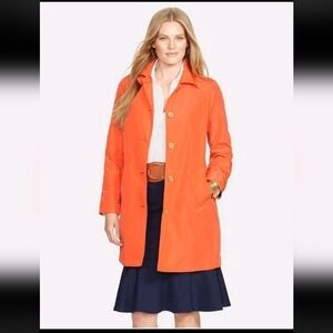 LAUREN RALPH LAUREN Vivid Orange Streetwear Lightweight Trenchcoat  2X